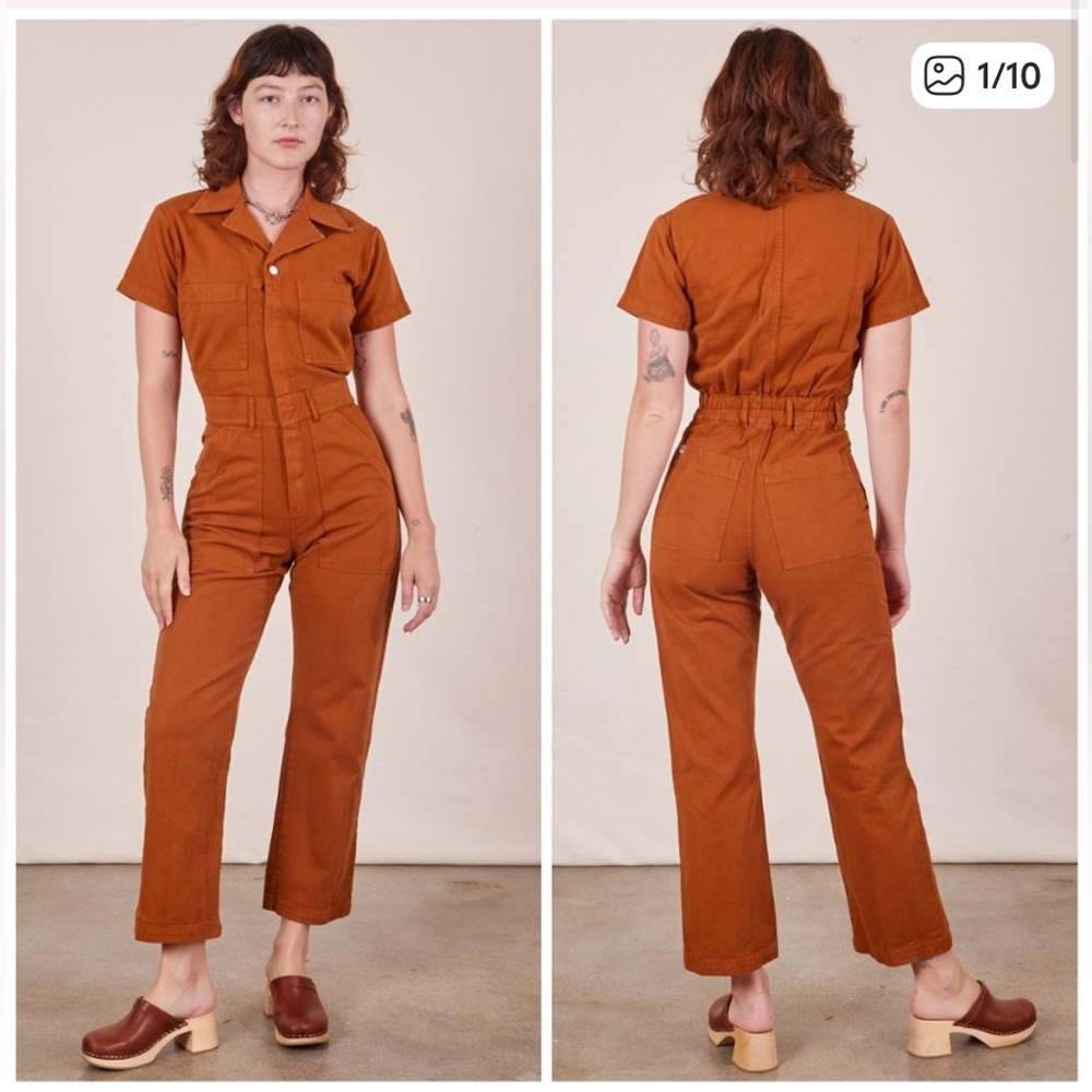 Big Bud Press Rust / Terracotta Short Sleeve Utility Jumpsuit